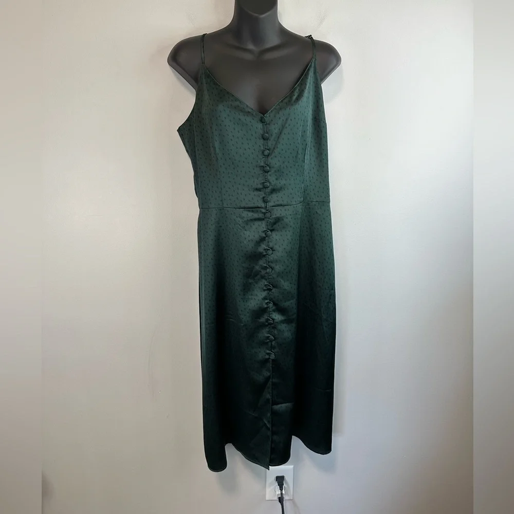 Abercrombie & Fitch Dark Green Satin Maxi Slip Dress